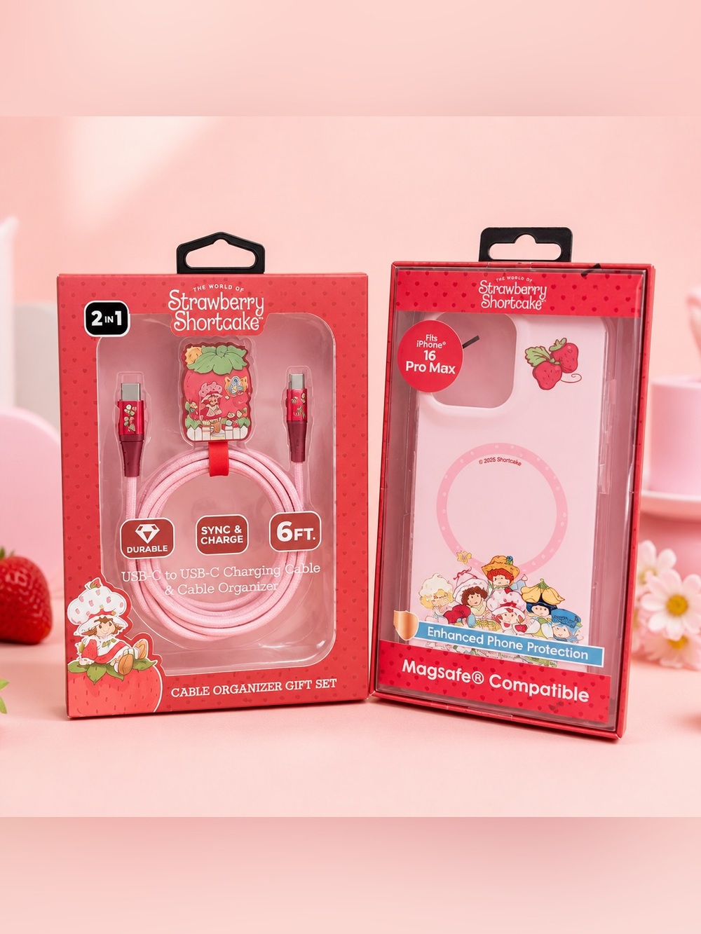 Strawberry Shortcake iPhone 16 Pro Max Case & USB-C Cable Set